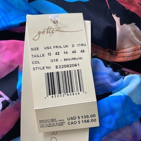 New! Profile by Gottex Color Rush Black Ruffle One Shoulder One Piece Sw… - Picture 6 of 7